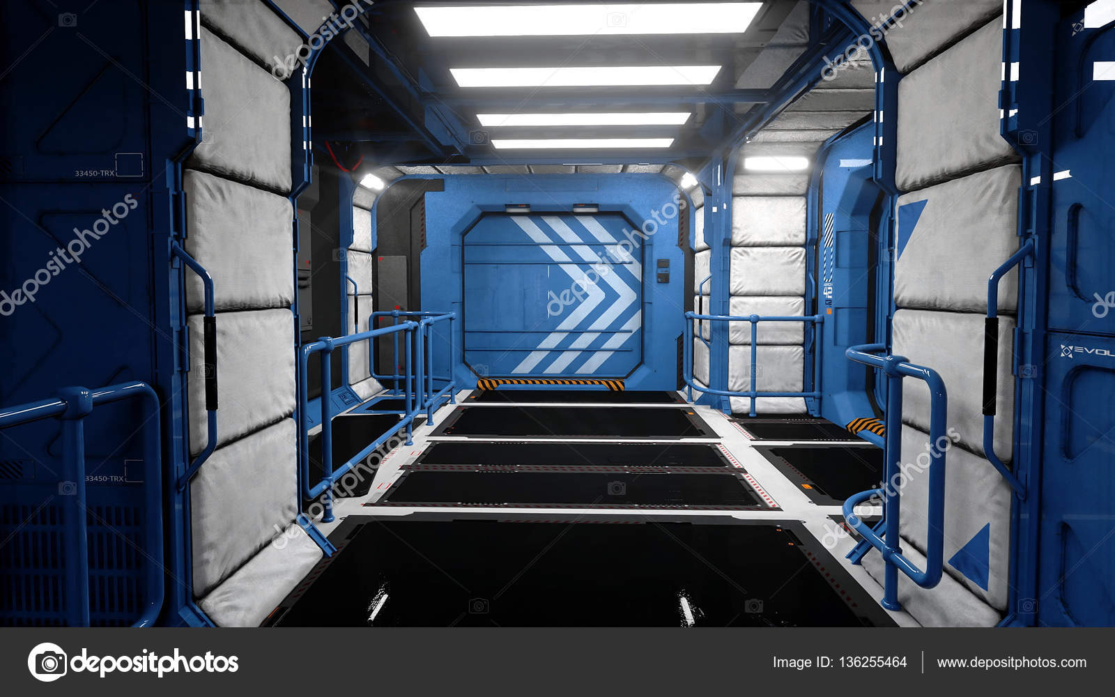 Space Ship Futuristic Interior Sci Fi View 3d Rendering