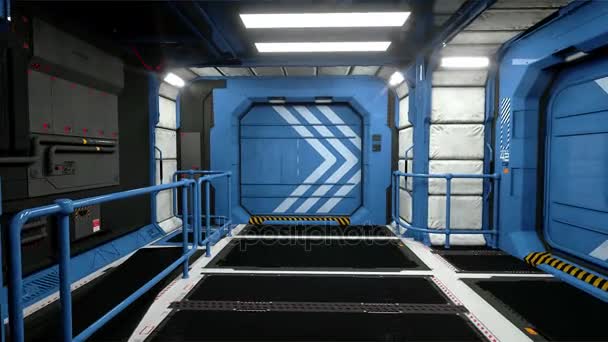 Space Ship Futuristic Interior Sci Fi View Flight Corridor Green Screen