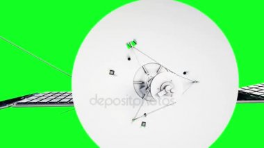 Uzayda uydu. Son derece detaylı, gerçekçi hareket ve yansıma. 4 k yeşil ekran animasyon.