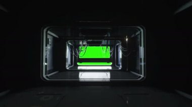 fütüristik yer koridor, tünel. Uçuş görünümü. Yeşil ekran görüntüleri. Sinema 4 k animasyon.