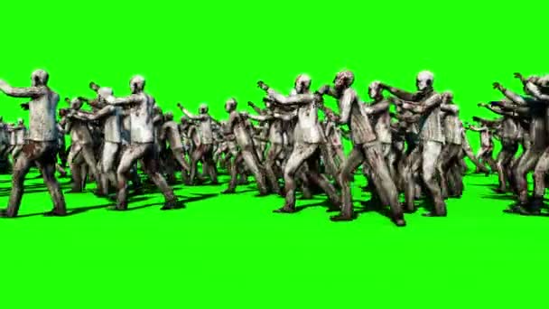 A large crowd of zombies. Apocalypse, halloween concept. 4K green screen animation. — Stock Video