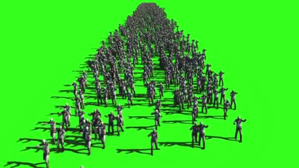 A large crowd of zombies. Apocalypse, halloween concept. 4K green screen animation. — Stock Video