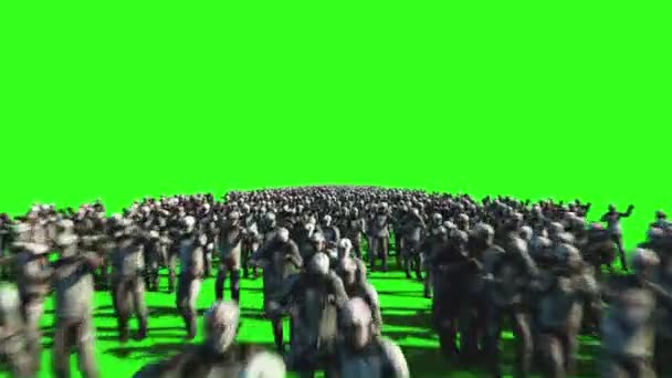 Большая толпа зомби. Апокалипсис, концепция Хэллоуина. 4K-анимация на зелёном экране . — стоковое видео