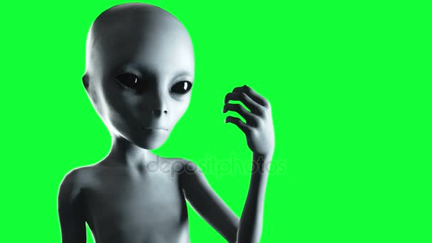 Alien main tendue avec la planète Terre. Concept futuriste ovni. Animation écran vert .