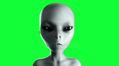 uzaylı konuşuyor. Yakın çekim. UFO. Yeşil ekran 4k görüntüleri.