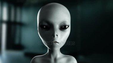 uzaylı konuşuyor. Yakın çekim. UFO. Sinema 4 k görüntüleri.