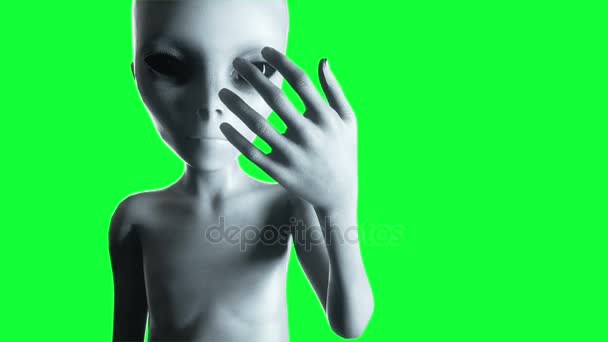 Main extraterrestre tendue. Concept futuriste ovni. Animation écran vert .
