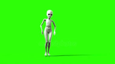 Komik yabancı animasyon dans. UFO kavramı. Yeşil ekran animasyon.