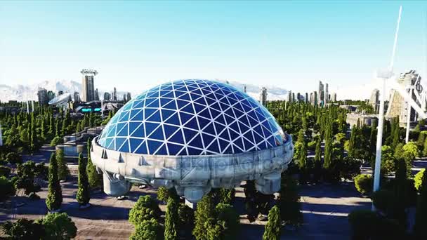 Ville futuriste, ville. Le concept du futur. Vue aérienne. Animation 4k super réaliste . — Video