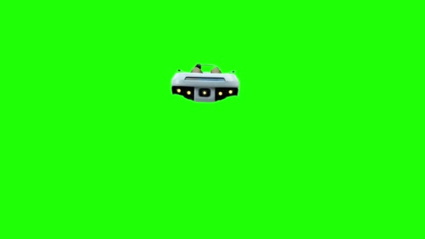 Coche volador futurista con mujer. Transporte del futuro. Imágenes de pantalla verde 4k . — Vídeo de stock