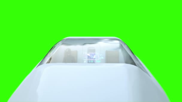Fütüristik yolcu uçan otobüs. Taşıma gelecek. Yeşil ekran 4k animasyon. — Stok video