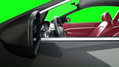 kırmızı deri iç lüks siyah spor araba. Yeşil ekran görüntüleri. gerçekçi 4 k animasyon.