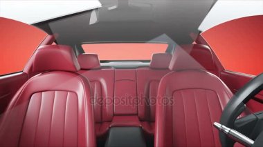 kırmızı deri iç lüks siyah spor araba. gerçekçi 4 k animasyon.