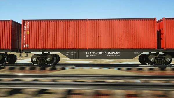 货物集装箱货运列车。Logystic 的概念。3d 渲染. — 图库照片
