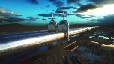 Boru hattı taşımacılığı petrol, doğal gaz veya metal boru suda. Petrol kavramı. Gerçekçi sinema 4k animasyon.