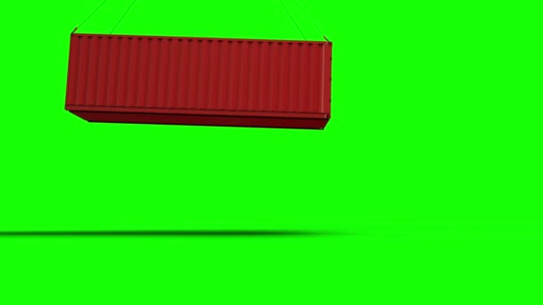 Cargo container. Logistic and business concept. Green screen. Realistic 4k animation. — Stock Video