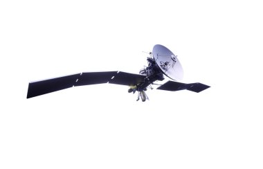 Uzayda uydu. Beyaz izole et. 3D render.