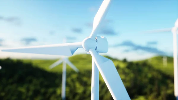 Turbina eólica. paisaje monderfull. Concepto ecológico. renderizado 3d . — Foto de Stock