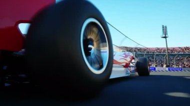 Yarış arabası. Çok hızlı araba. Gerçekçi 4 k animasyon.