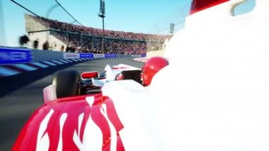 Yarış arabası. Çok hızlı araba. Gerçekçi 4 k animasyon.