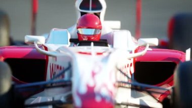 Yarış arabası. Çok hızlı araba. Gerçekçi 4 k animasyon.