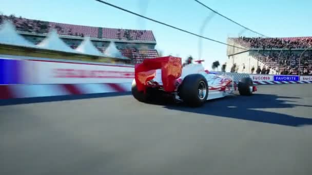 Samochód wyścigowy. Bardzo szybką jazdę. Realistyczna animacja k 4. — Wideo stockowe