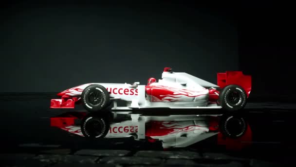 Race sport car in dark studio. realistic 4K animation. — Stock Video