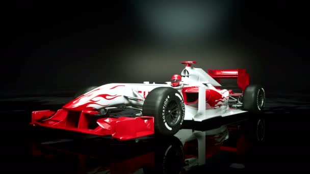 暗いスタジオでレース スポーツ車。リアル 4 k アニメーション. — ストック動画
