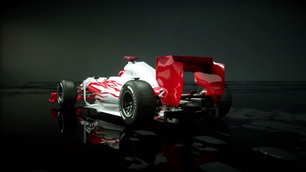 Race sport auto in donkere studio. realistische 4 k-animatie. — Stockvideo