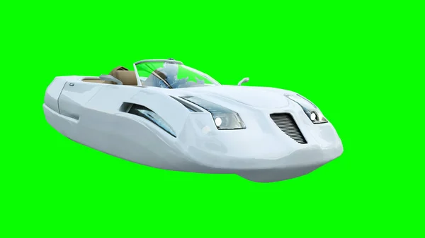 Coche volador futurista con mujer. Transporte del futuro. Aislar. renderizado 3d —  Fotos de Stock