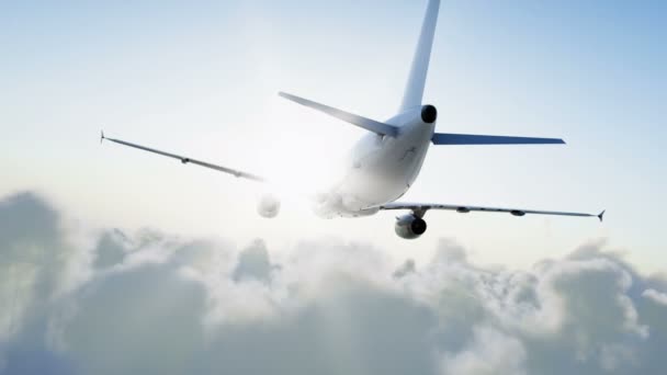 Aerobús de pasajeros a321 volando en las nubes. Concepto de viaje. Animación realista 4K . — Vídeos de Stock