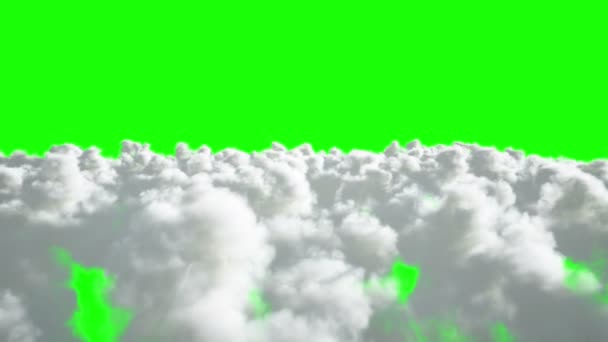 Flight over the clouds. Realistic 4k animation. Green screen. — Stock Video