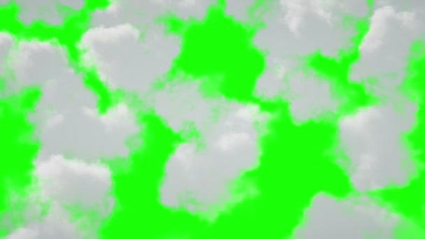 Політ над хмарами. Реалістична анімація 4k. Зелений екран . — стокове відео
