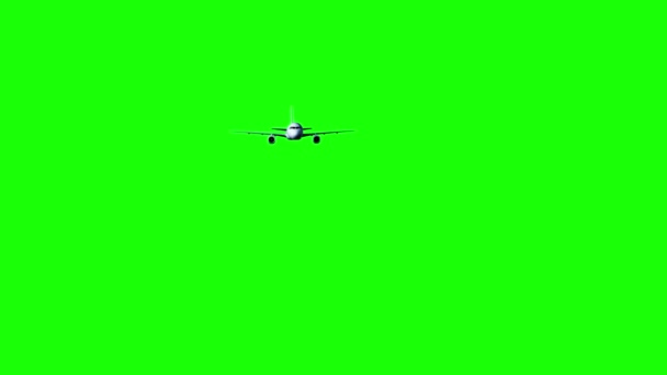 Aerobús de pasajeros a321 volando en las nubes. Pantalla verde. Animación realista 4K . — Vídeo de stock