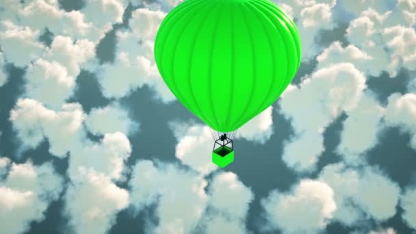 Ballon aérien survolant les nuages. Animation 4K réaliste . — Video