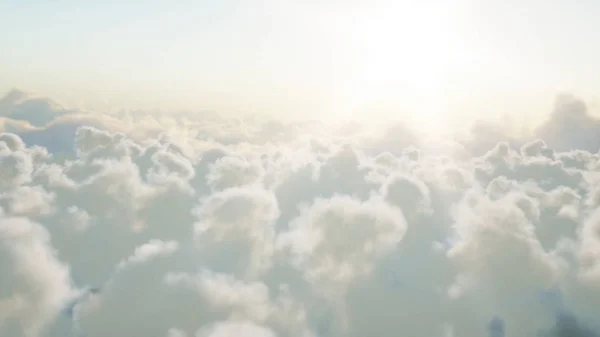Voar sobre as nuvens. Renderização 3d . — Fotografia de Stock