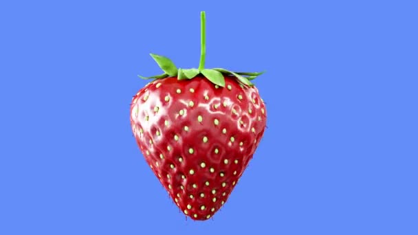 Färsk jordgubbe rotera på grön skärm. Frukt bakgrund. — Stockvideo