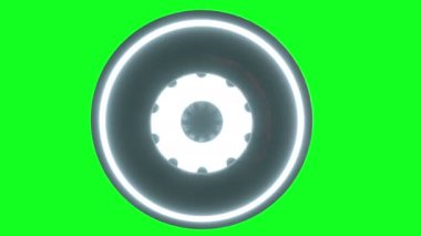 Uçan daire yeşil ekranda izole et. UFO. Gerçekçi gölgeleme ve hareket bulanıklığı. 4 k animasyon.