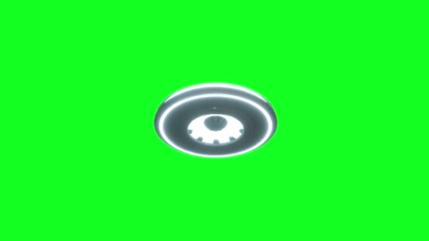 Vliegende schotel isoleren op groen scherm. UFO. Realistische shaders en bewegingsonscherpte. 4 k-animatie. — Stockvideo