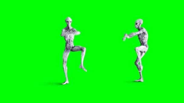 Divertido estilo gangnam de baile alienígena. Movimiento realista y sombreadores de la piel. Imágenes de pantalla verde 4K . — Vídeos de Stock