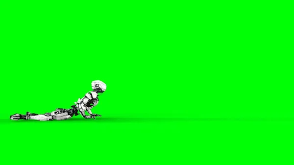 Футуристический робот изолирован на зеленом экране. Реалистичный 3D рендеринг . — стоковое фото