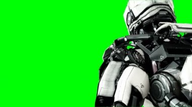 Robot kaynıyor. Gerçekçi hareket ve yansımaları. 4 k yeşil ekran görüntüleri.