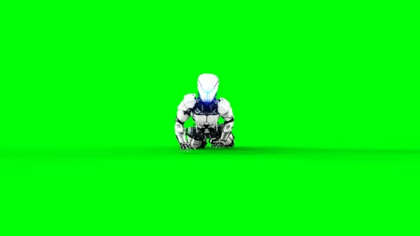 Roboter kriecht. realistische Bewegungen und Reflexionen. 4k Green Screen Filmmaterial. — Stockvideo