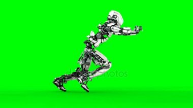 Robot bastırıyor. Gerçekçi hareket ve yansımaları. 4 k yeşil ekran görüntüleri.