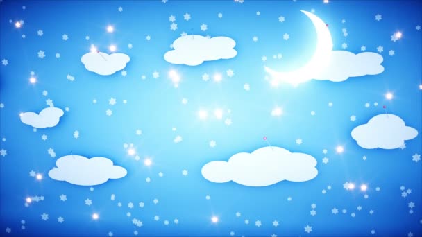 Zima papier animacji płaskiej. Szczęśliwego nowego roku i święta tła. Opady śniegu. Realistyczna animacja k 4. — Wideo stockowe