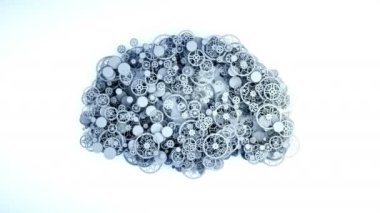 Gears'ın beyninden. Zihinsel aktivite, sorun kavramı. Gerçekçi 4 k düz animasyon.