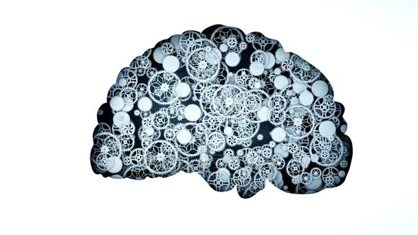 歯車から脳。精神活動の問題の概念。リアル 4 k 平面アニメーション. — ストック動画