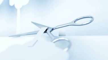 ormansızlaşma. Orman imha metal makas kağıt. Yaratıcı ekoloji kavramı. Gerçekçi 4 k animasyon.