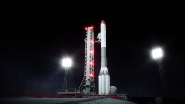 Rocket avant le début de l'animation. Système de lancement spatial. Animation réaliste 4k . — Video