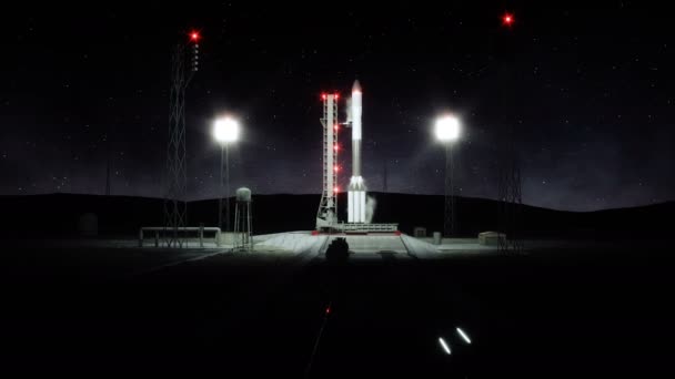 Raket innan start animeringen. Space launch system. Realistisk 4 k animation. — Stockvideo